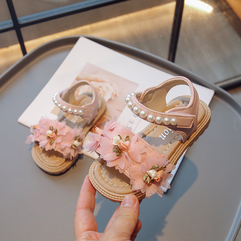Girls’ Sweet Flower Sandals – Soft Versatile Toddler Shoes