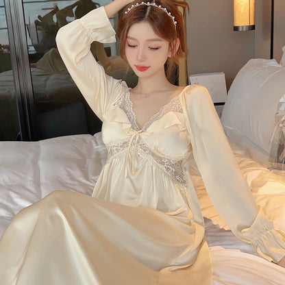 New V-neck Nightdress Ice Silk Women