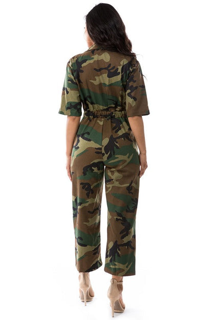 WOMEN FASHION CAMOFLAGE JUMPSUIT