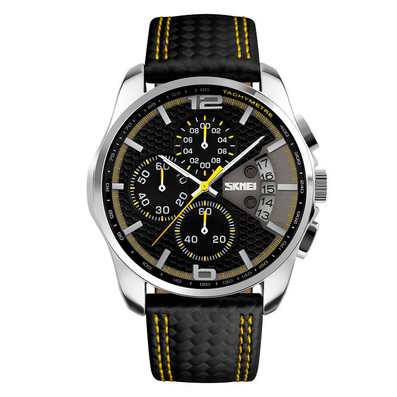 Leather Quartz Sports Watch – Men’s Luxury Casual Wristwatch