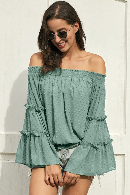 Swiss Dot Off The Shoulder Top