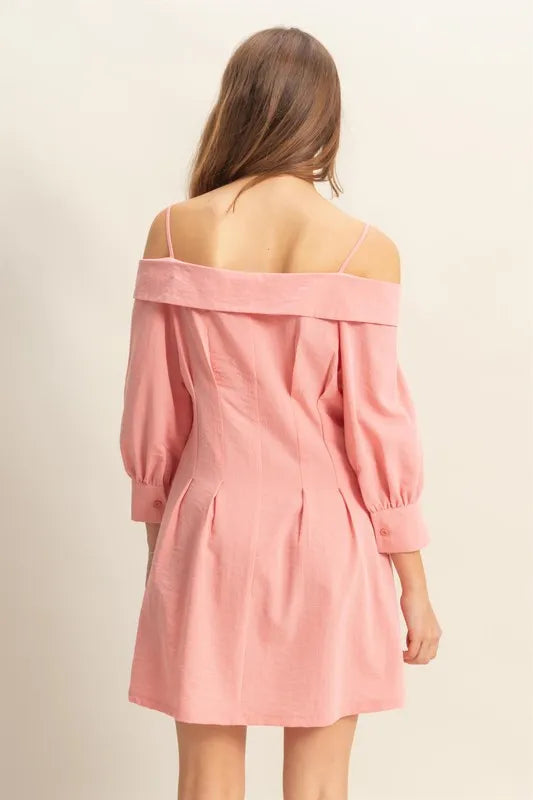 HYFVE Button Down Spaghetti Strap Mini Dress with Pockets