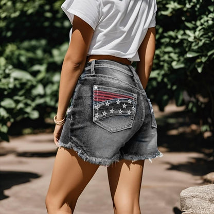 Women’s High-Waist Strappy Back Denim Shorts