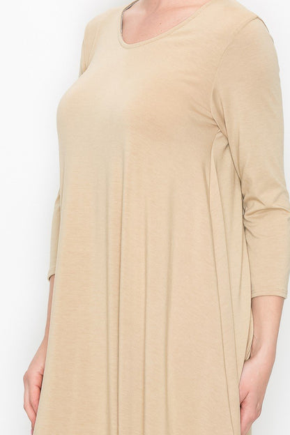 Mirella Beige Balloon-Hem Dress