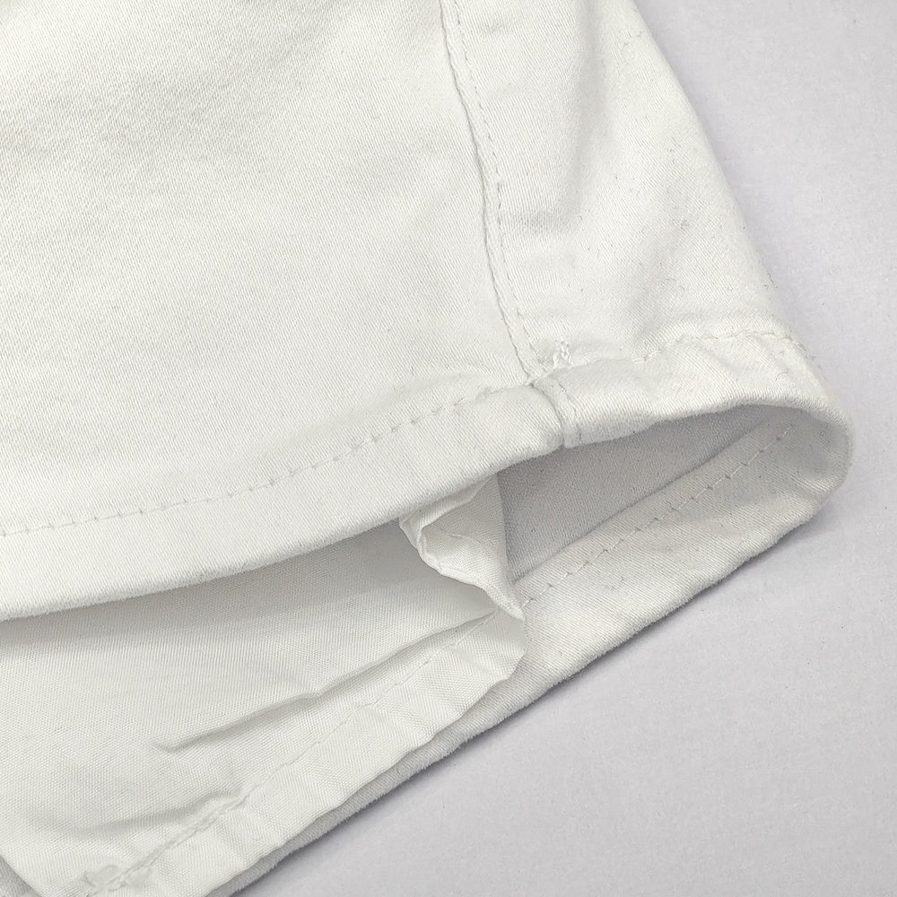 White High Waist Button Shorts Slim Fit Stretch Denim
