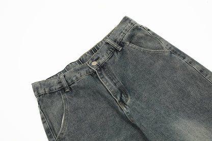 Punk Washed And Worn Denim Overalls Men