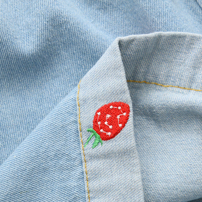 Strawberry loose wide-leg short jeans for women