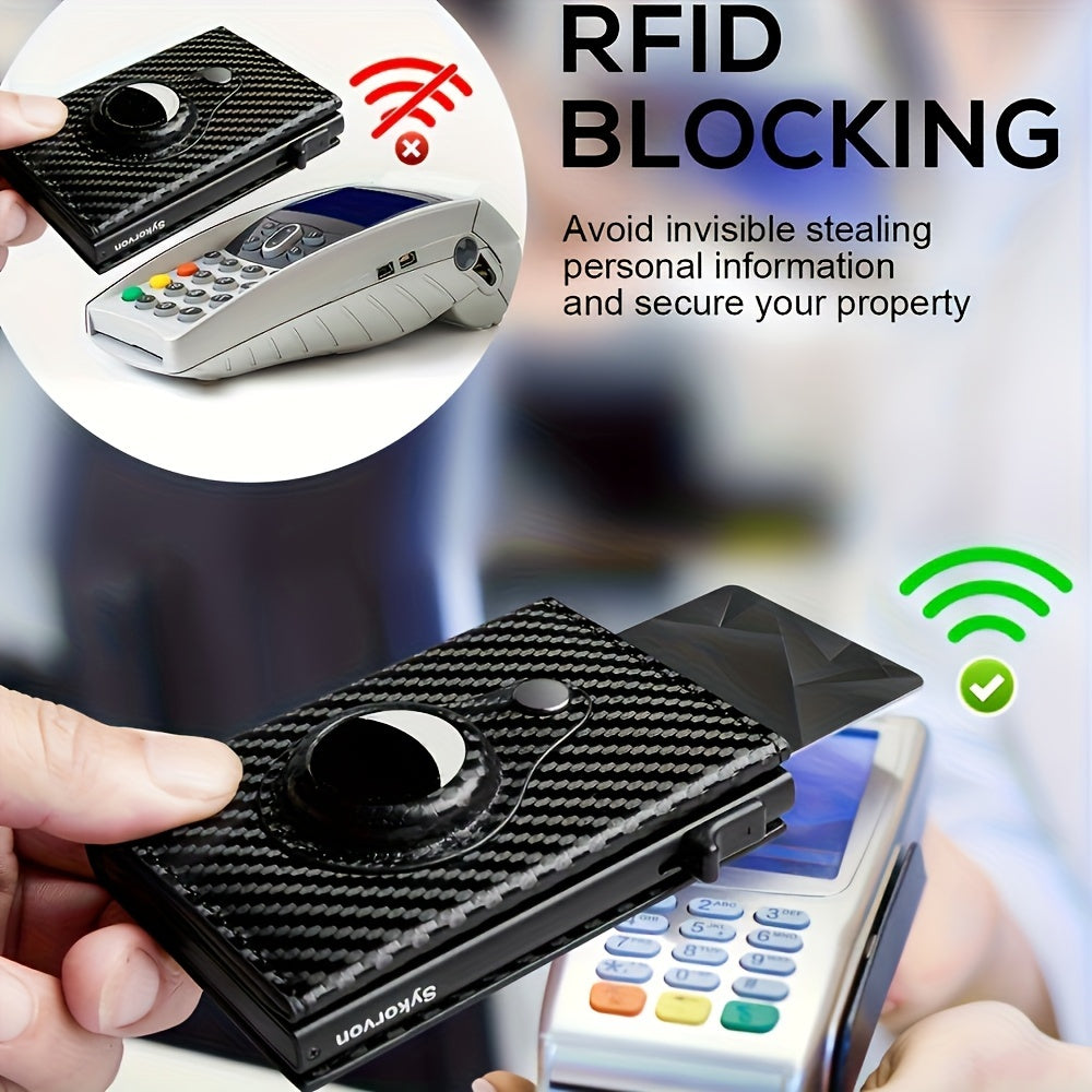 AirTag Men’s RFID Wallet – Minimalist Slim Pop-up Card Holder with Smart Stand