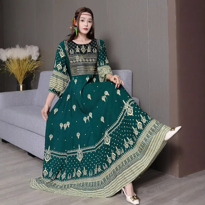 Bohemian Style Dress Ethnic Style Embroidered Large Swing Skirt