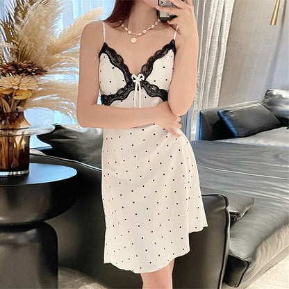 Fashion Polka Dot French Nightdress For Women