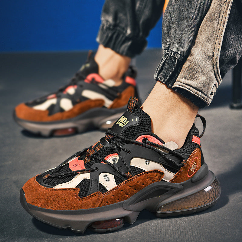 Men’s Leather Chunky Sneakers – Thick Sole Casual Shoes