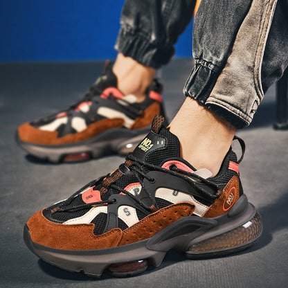 Men’s Leather Chunky Sneakers – Thick Sole Casual Shoes