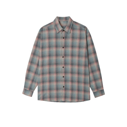 Color-contrast Check Long Sleeve Shirt For Men