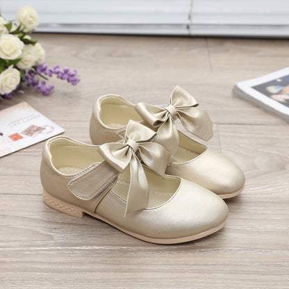 Girls’ White Leather Shoes – Bowknot Princess Dress Shoes for Children