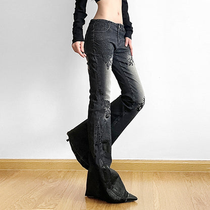 Women’s Slimming Printed Washed Jeans