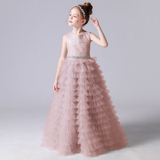 Piano Performance Suit Host Show Puffy Dress