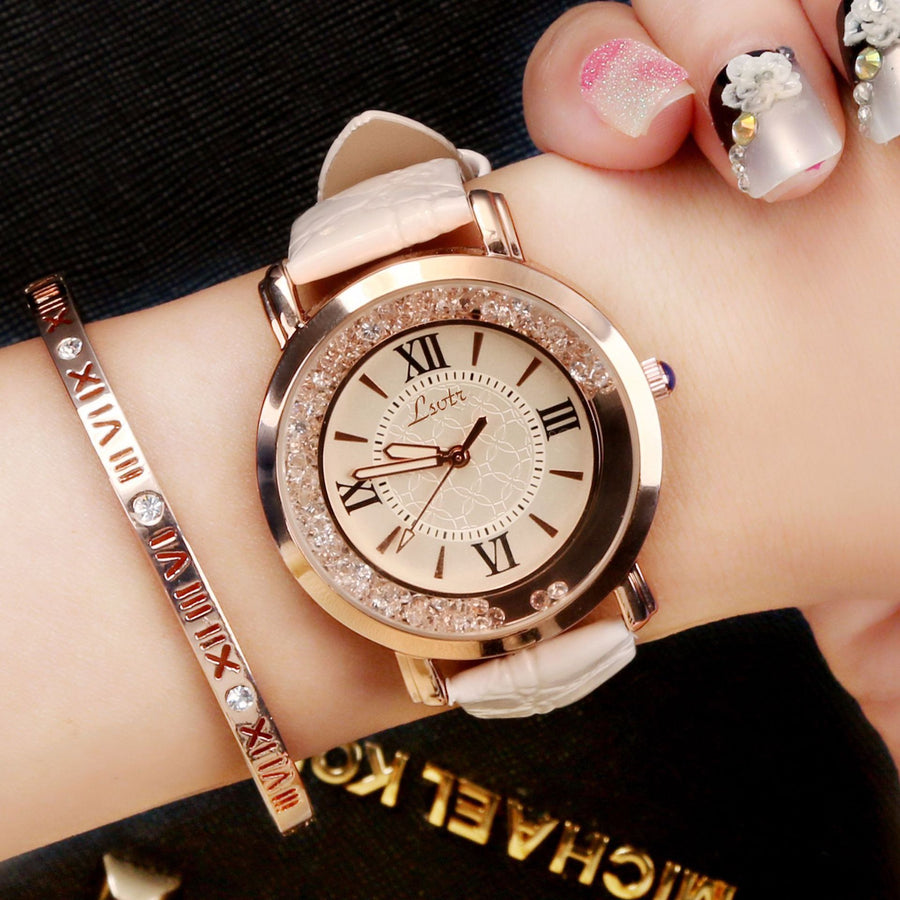 Women’s Fashion Belt Watch – Flowing Water Crystal Design