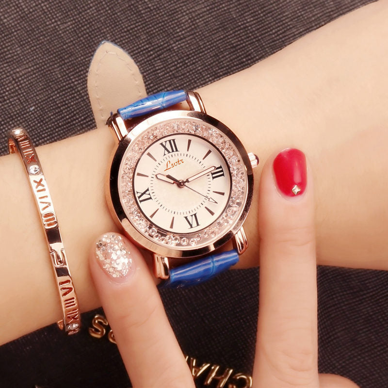 Women’s Fashion Belt Watch – Flowing Water Crystal Design