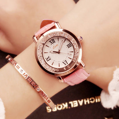Women’s Fashion Belt Watch – Flowing Water Crystal Design