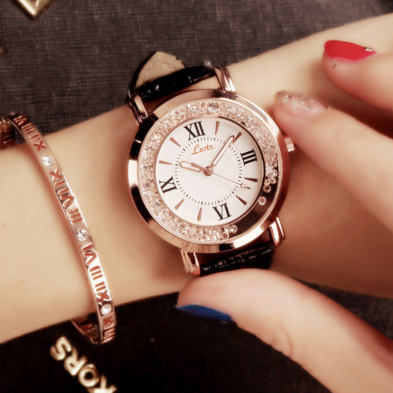 Women’s Fashion Belt Watch – Flowing Water Crystal Design