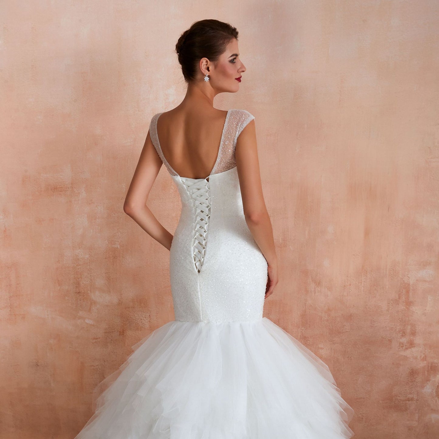 Fishtail Skirt Wedding Dress Big Tail Bride Female Lead Yarn Mermaid Waist Backless V-Neck