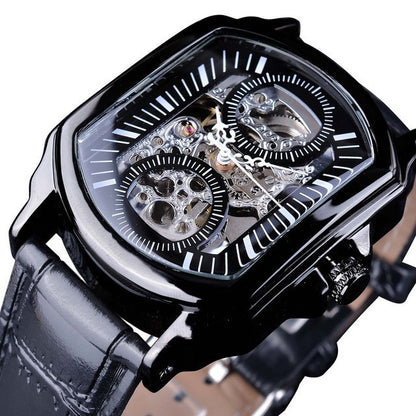 Men’s Fashion Square Hollow Automatic Mechanical Watch
