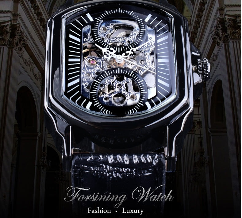 Men’s Fashion Square Hollow Automatic Mechanical Watch
