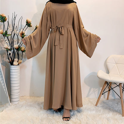 Muslim Women's Long Skirt Abaya Dubai Middle East Jalabiya Pure Color Robe