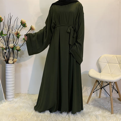 Muslim Women's Long Skirt Abaya Dubai Middle East Jalabiya Pure Color Robe