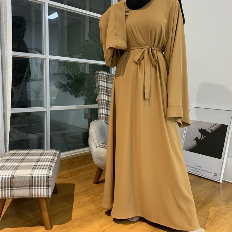 Muslim Women's Long Skirt Abaya Dubai Middle East Jalabiya Pure Color Robe