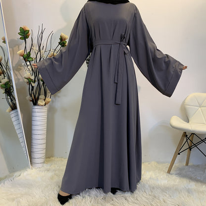 Muslim Women's Long Skirt Abaya Dubai Middle East Jalabiya Pure Color Robe