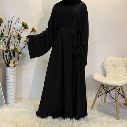 Muslim Women's Long Skirt Abaya Dubai Middle East Jalabiya Pure Color Robe