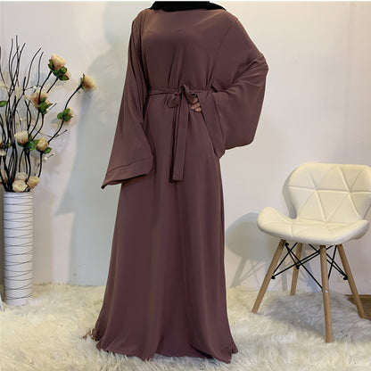 Muslim Women's Long Skirt Abaya Dubai Middle East Jalabiya Pure Color Robe