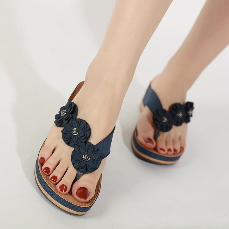 Flowers Sandals Women Retro Style Wedges Shoes