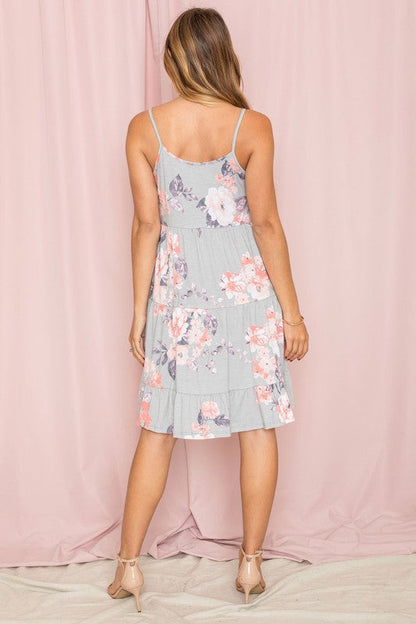 Spaghetti Strap Tiered Midi Dress