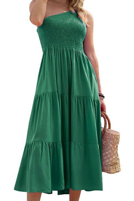 Solid One-Shoulder Dress