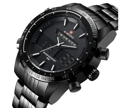 Men’s Waterproof Electronic Sports Watch with Steel Band