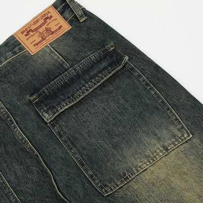 Fashion Washed Yellow Denim Overalls Men