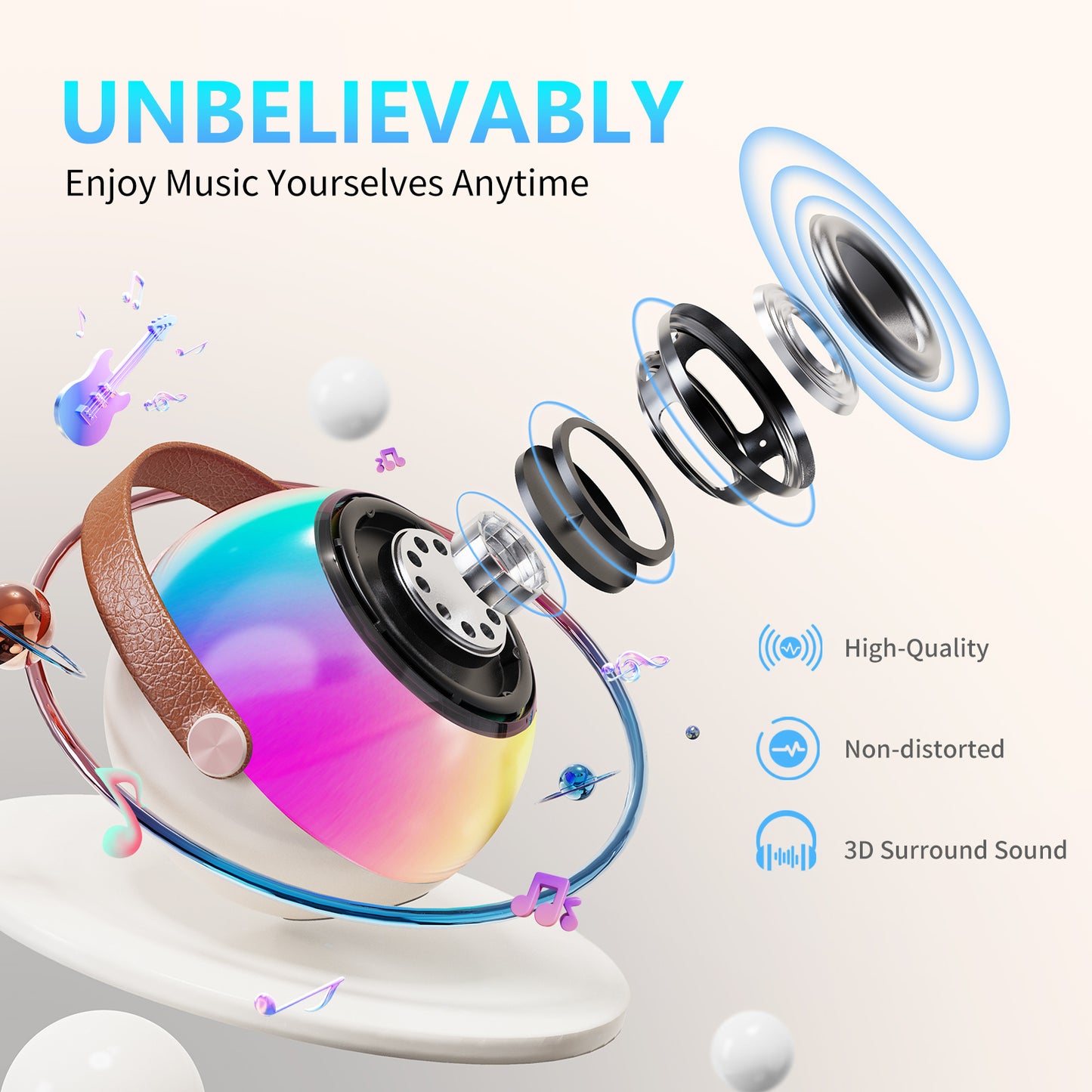 Mini Karaoke Machine With Dazzling Lights And Wireless Microphones