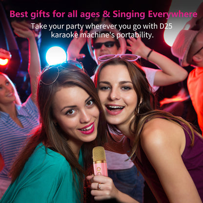 Mini Karaoke Machine With Dazzling Lights And Wireless Microphones