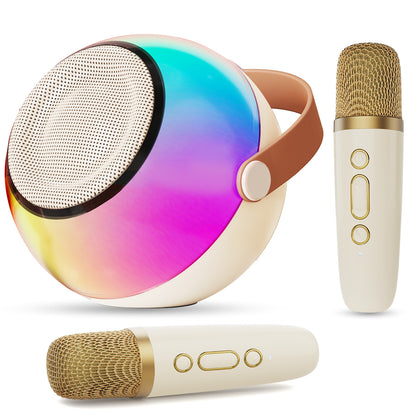 Mini Karaoke Machine With Dazzling Lights And Wireless Microphones