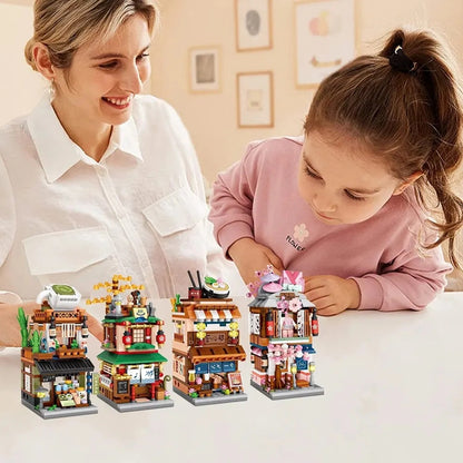 4 PACK Brick Building Set For Kids, 2969 PCS Building Blocks Kit Japanese Street Building Toy Set Gift For 6-15 Years Old Kid And Adult
