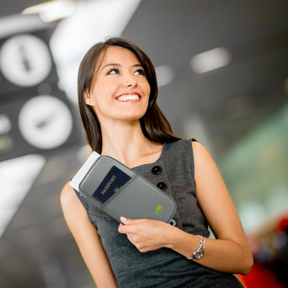 Travel Passport Wallet – Water-Repellent Zipper Case with 12 Card Slots, Ticket & ID Holder, Phone & Document Organizer