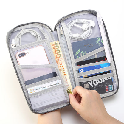 Travel Passport Wallet – Water-Repellent Zipper Case with 12 Card Slots, Ticket & ID Holder, Phone & Document Organizer