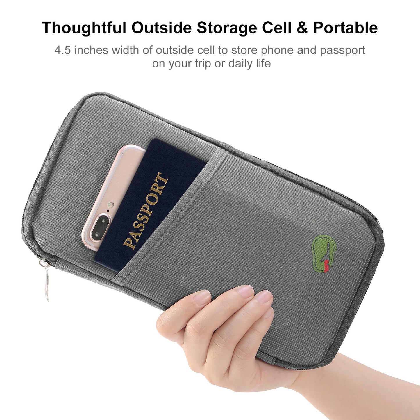Travel Passport Wallet – Water-Repellent Zipper Case with 12 Card Slots, Ticket & ID Holder, Phone & Document Organizer