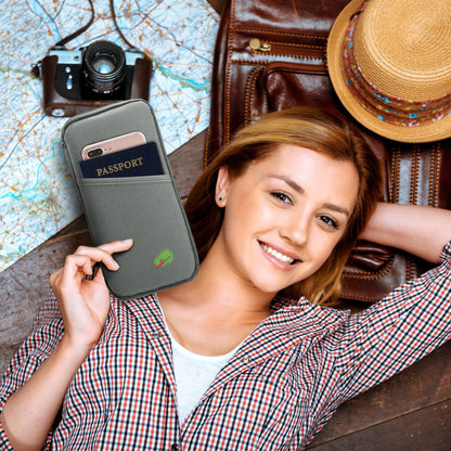 Travel Passport Wallet – Water-Repellent Zipper Case with 12 Card Slots, Ticket & ID Holder, Phone & Document Organizer