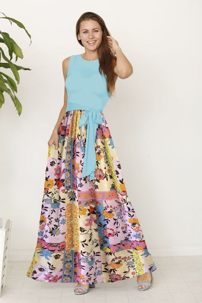 Sleeveless handkerchief woven skirt maxi dress
