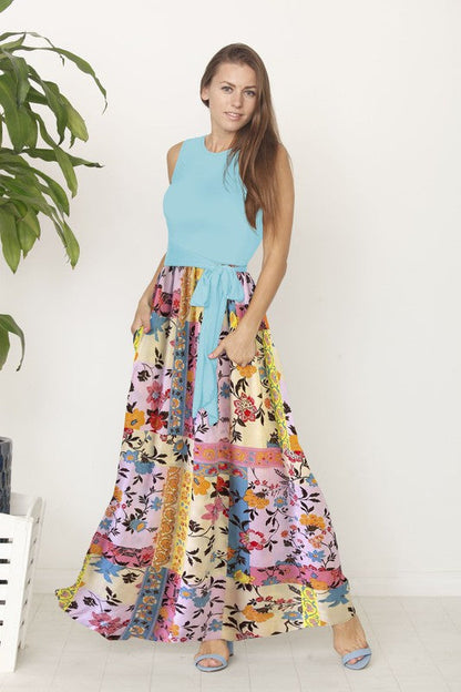 Sleeveless handkerchief woven skirt maxi dress