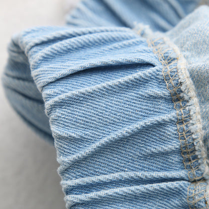 Strawberry loose wide-leg short jeans for women