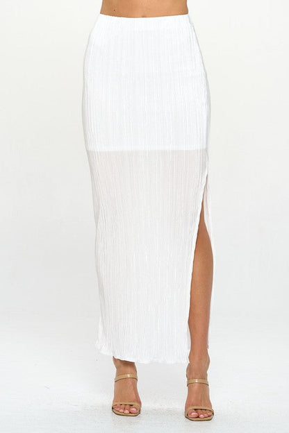 Made in USA Plisse Maxi Skirt with Slit